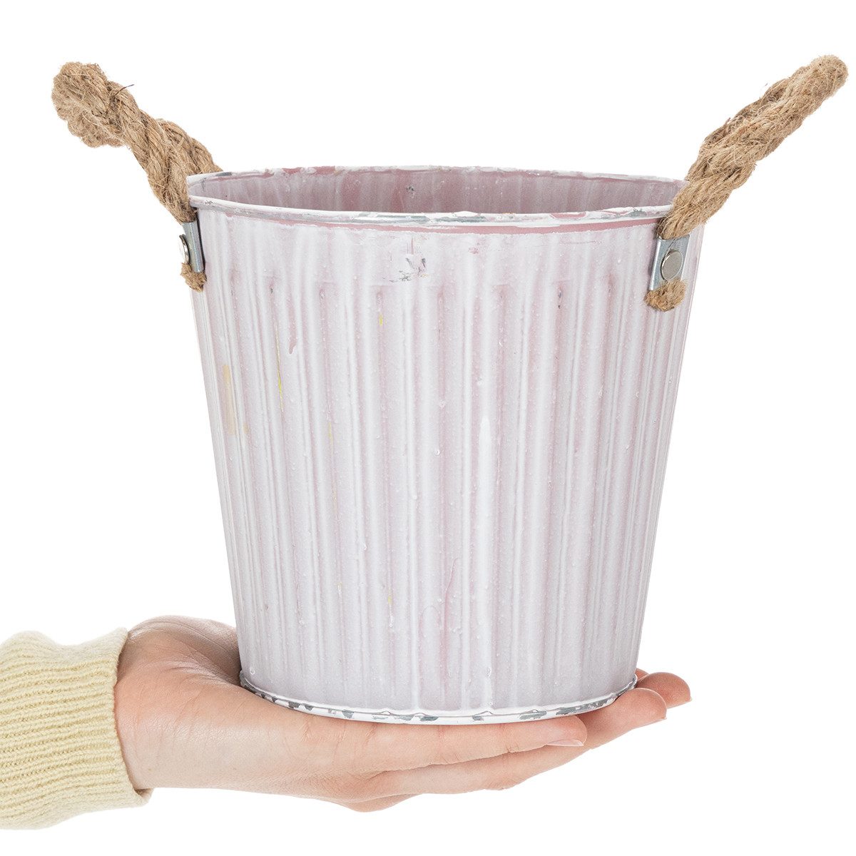 Florists Products Übertopf 3er Set Metalleimer Shabby Chic Ø16,5cm H15cm - Pflanzgefäß, 3 Stück