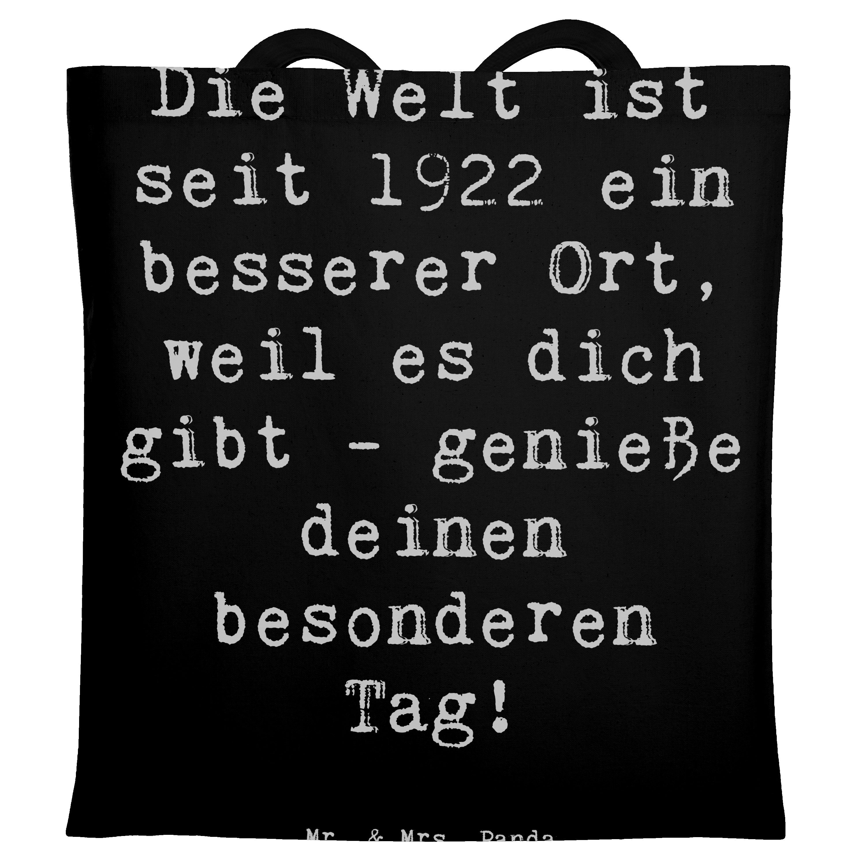 Tragetasche 1922 Geburtstag - Schwarz - Geschenk, Schultertasche, Feier 1922, Hap