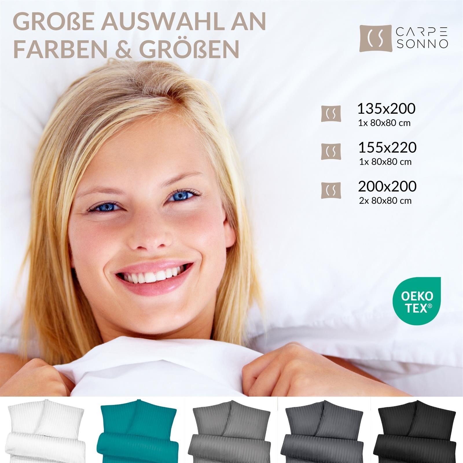 Carpe Sonno Bettwäsche Mikrofaser Damast Bettwäsche 135x200 155x220 200x200 - Super Soft, Mikrofaser, 2 teilig, Uni Bettbezug 135x200 Schwarz - Super soft & Oeko-Tex Zertifiziert