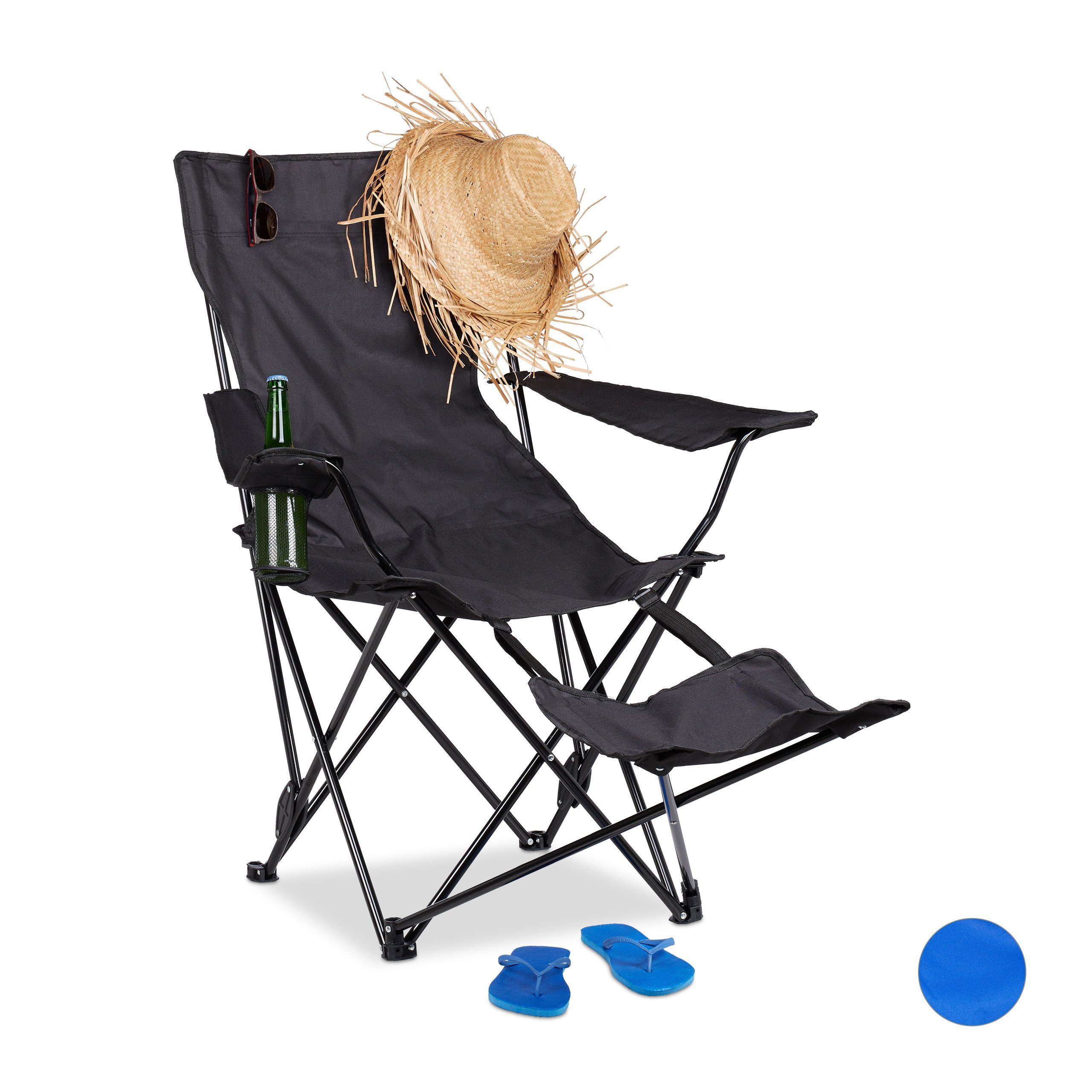 MSports® Campingstuhl Campingstuhl faltbar 2er Set - klappbar extra leicht  inkl. Tragetasche - pflegeleicht und abwaschbar mit Getränkehalter