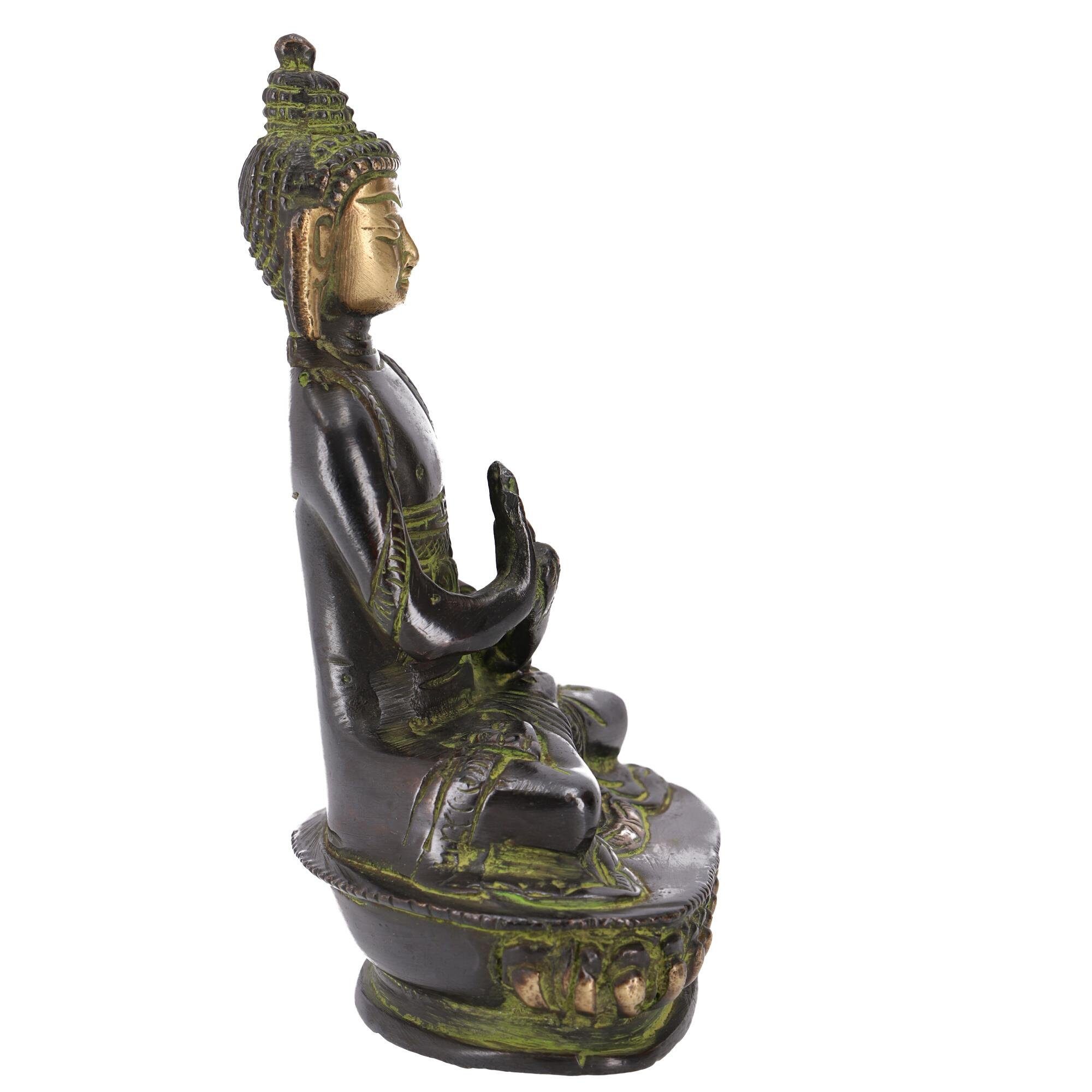 Guru-Shop Buddhafigur Dharmachakra Mudra Statue aus 14.. Buddha Messing