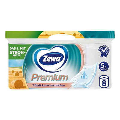 ZEWA Toilettenpapier Premium (8-St), 5-lagig, extra große Blätter, Papier mit Strohanteil, 110 Blatt/Rolle