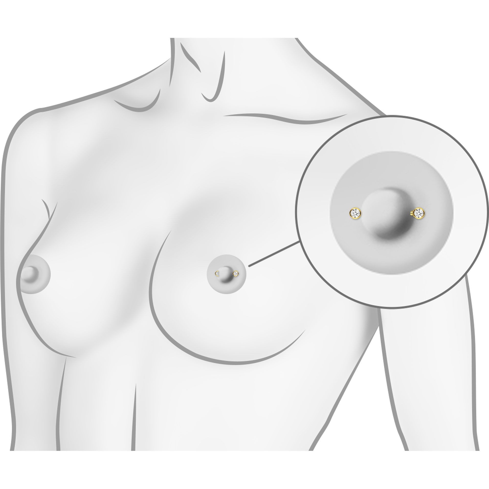 PIERCINGLINE Brustwarzenpiercing Titan Barbell mit Push Fit KRISTALL (Barbells, 1-tlg)