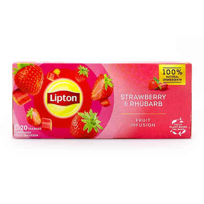 Unilever Teekanne Lipton Früchtetee Erdbeere & Rhabarber, 20er Pack