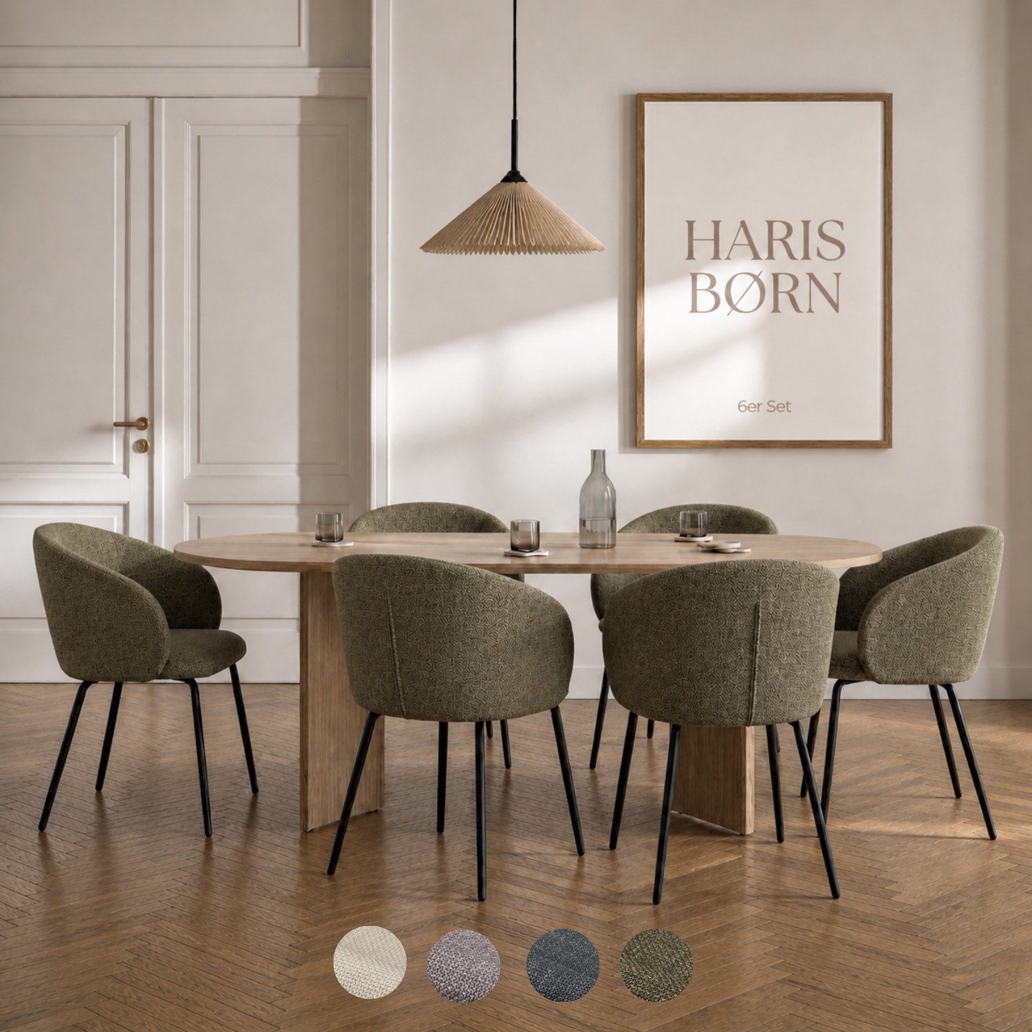 Haris Børn Esszimmerstuhl NØR (versch. Farben) - Bequeme Polster Esszimmerstühle mit Armlehne (Set, 6 St), Premium Esstisch Stühle & Wohnzimmerstühle - Moderne Stühle Esszimmer