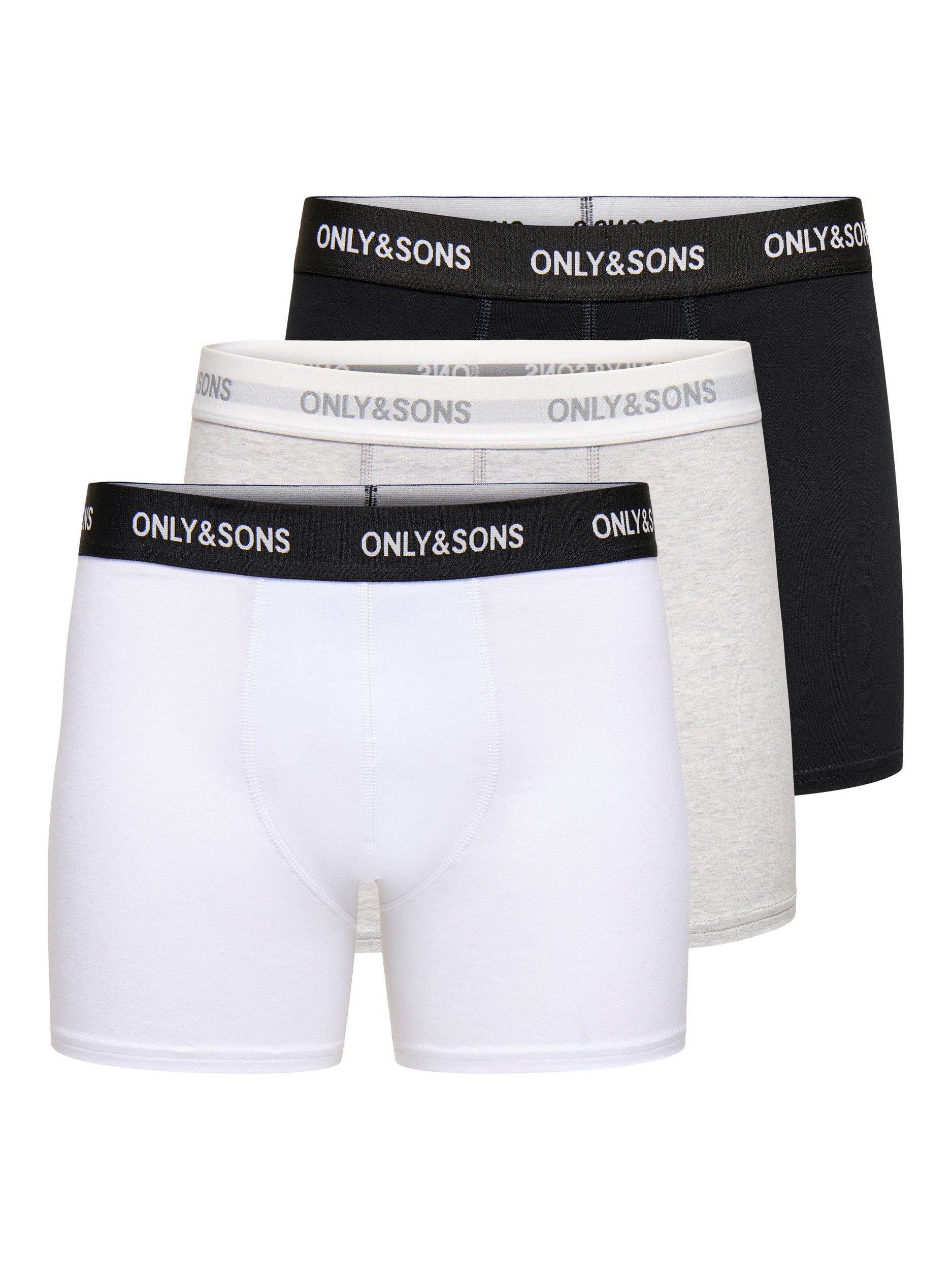 ONLY & SONS Trunk ONSBASIC SOLID BOXER 3PACK NOOS (Packung, 3-St) Baumwollmischung, eng anliegend