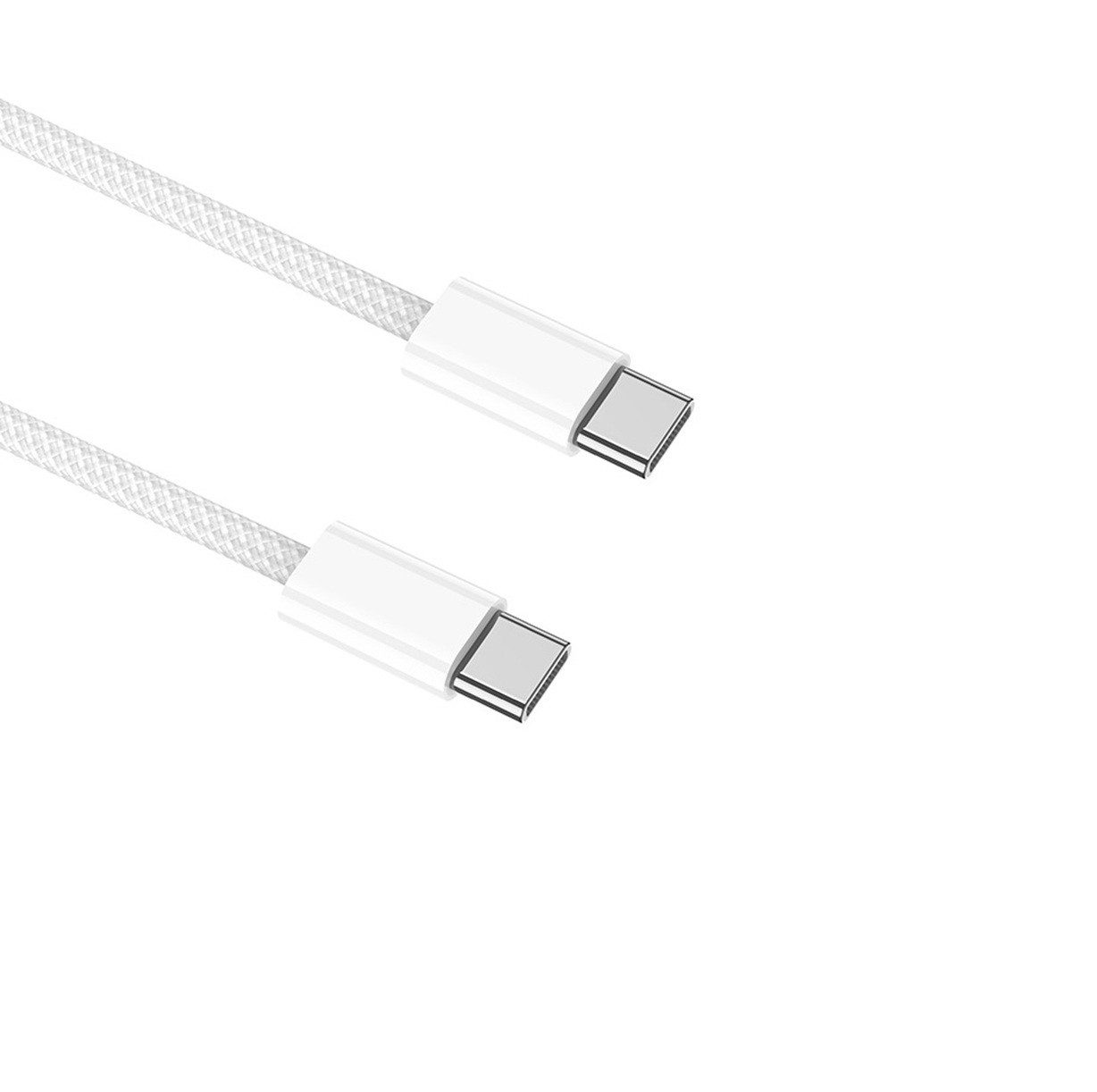 Ventarent Ladekabel USB-C auf USB- C, Weiß, 1 Meter - Gewebt- Smartphone-Kabel, USB-C, USB-C (100 cm), Schnelladekabel passend für Samsung, Apple und vielen andere Marken