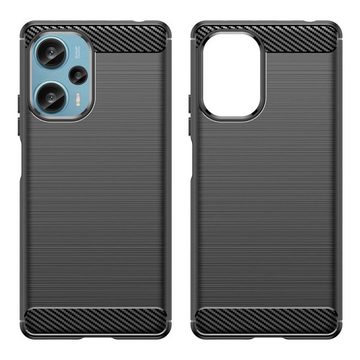 CoverKingz Handyhülle Hülle für Xiaomi Poco F5 5G/Redmi Note 12 Turbo Handy Silikon Cover, Carbon Look Brushed Design