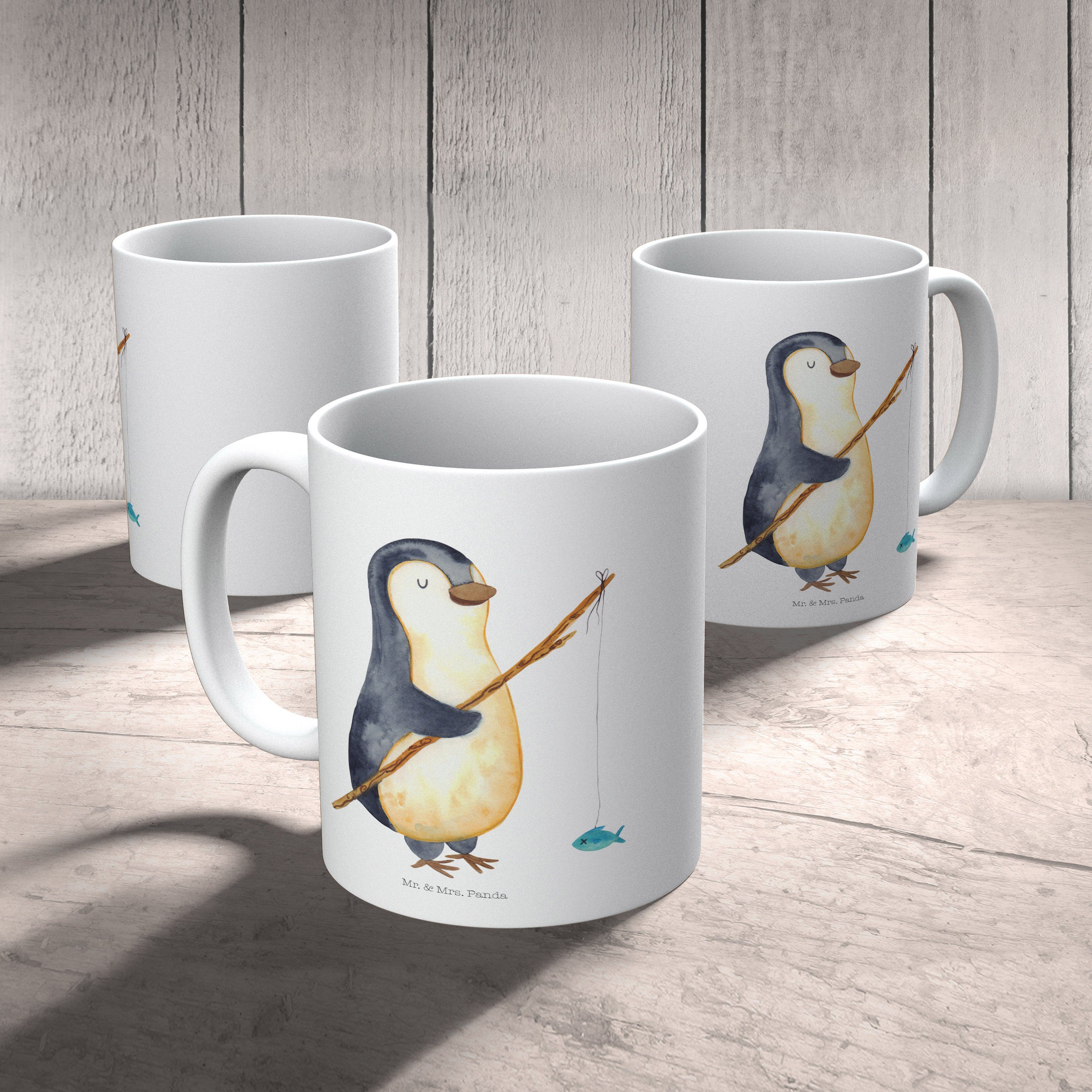 Tass, Angler Mrs. Tasse, - Pinguin Weiß Geschenk, Kinderbecher Mr. - Kunststoff Panda & Trinkbecher, Kunststoff