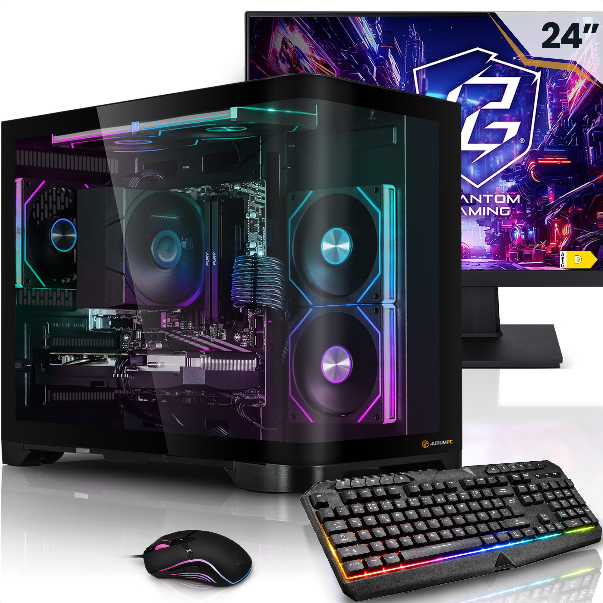 AurumPC 24"Set R5 3400G mit Vega 11 integriert und 16GB DDR4 RAM Newcomer PC-Set (24 Zoll, AMD Ryzen 5 3400G, AMD Radeon Vega 11, 16 GB RAM, 1000 GB SSD, Luftkühlung)