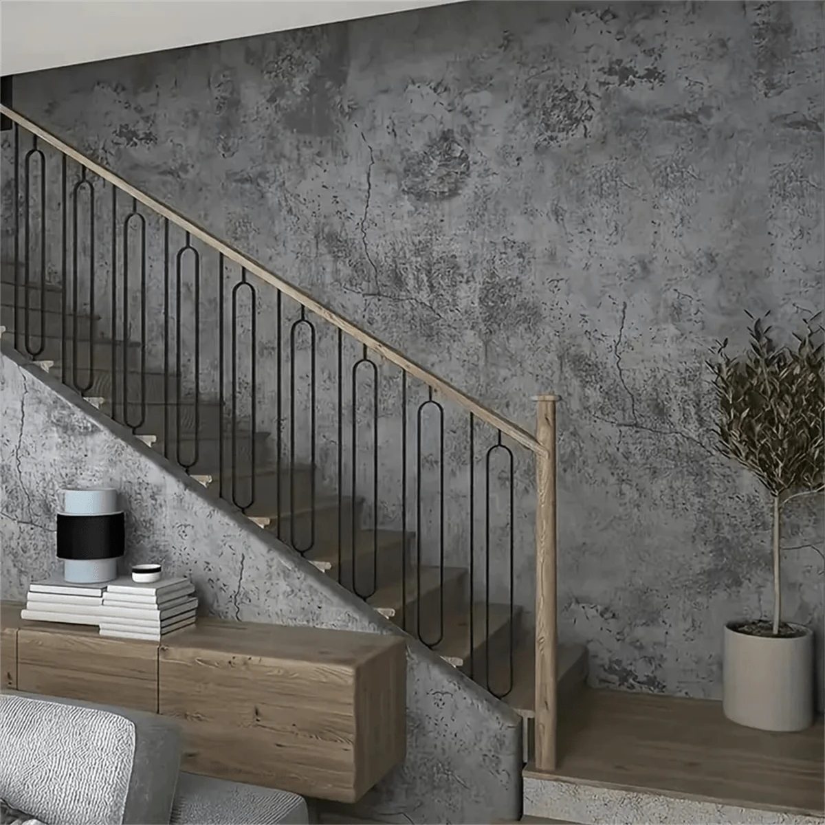 HomeBella Mustertapete Wasserfeste Tapete Betonoptik selbstklebend rückstandsfrei ablösbar, – ideal für Bad, Küche & Flur