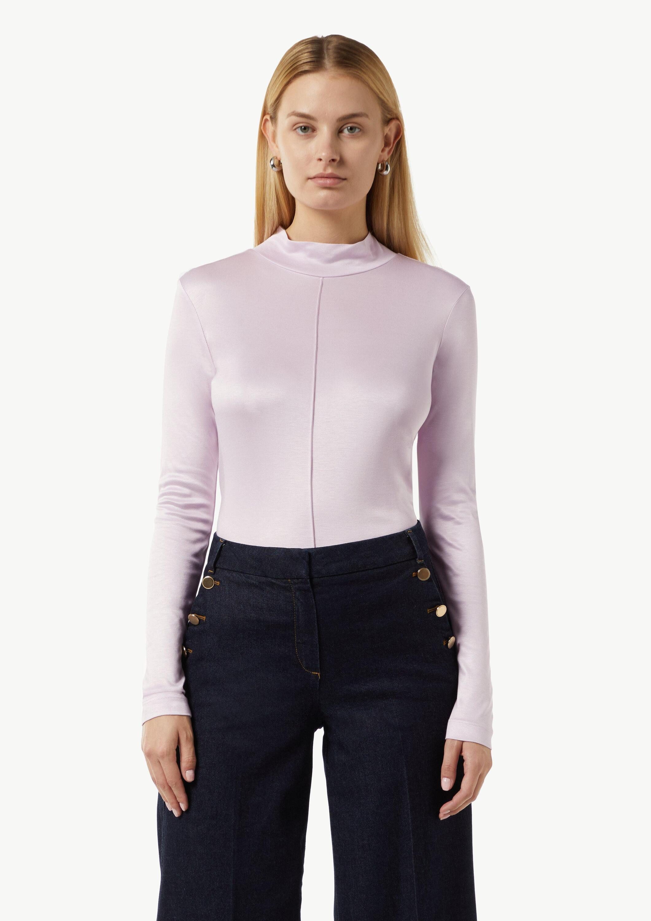 comma Langarmshirt T-Shirt Schimmerndes Viskoseshirt mit Ziernaht günstig online kaufen