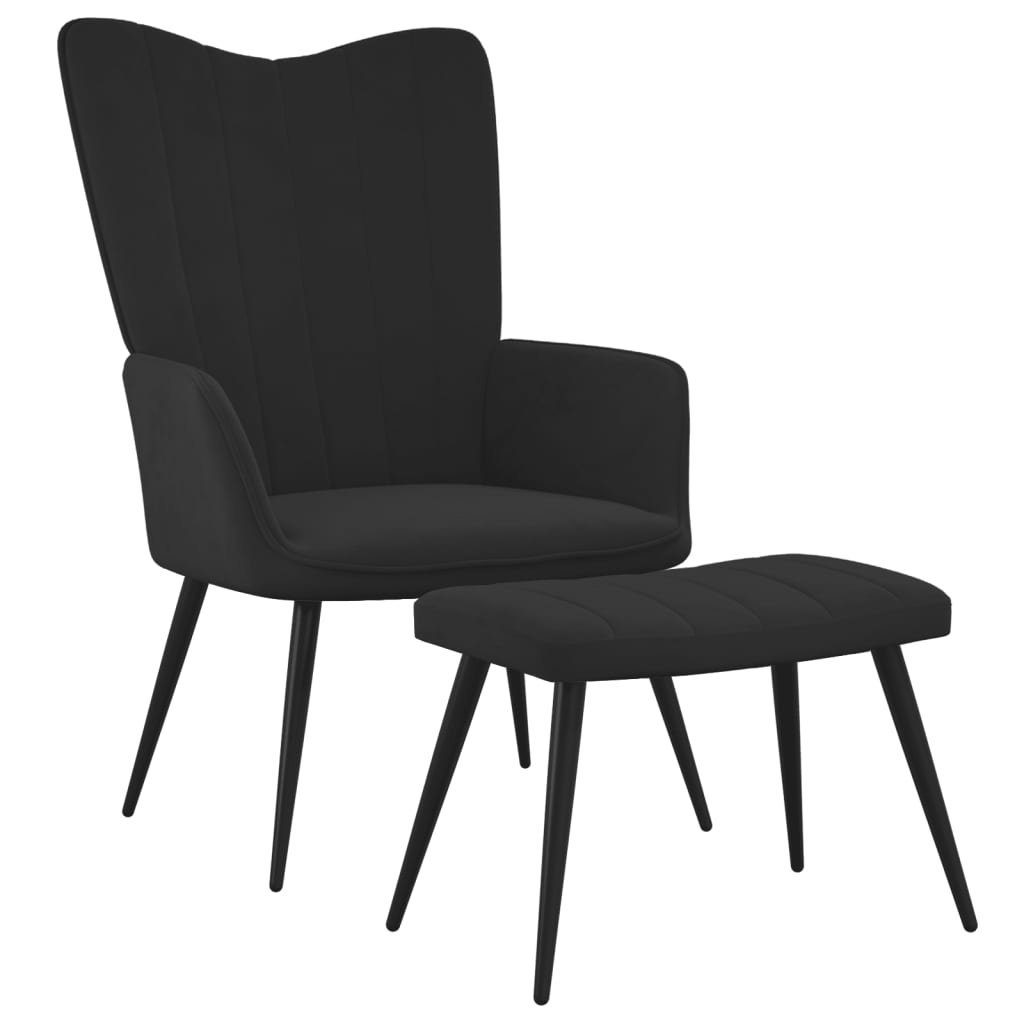 furnicato Relaxsessel mit Hocker Schwarz Samt (1-St) günstig online kaufen