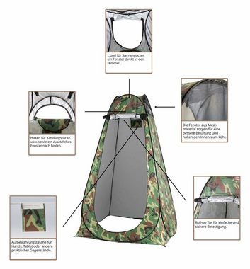 Stagecaptain Wurfzelt TZC-190 Quixie Camouflage Pop-up Toilettenzelt, Personen: 1 (inkl. praktischer Tragetasche), für viele Outdoor-Anwendungen wie z.B. als Duschzelt, Umkleide