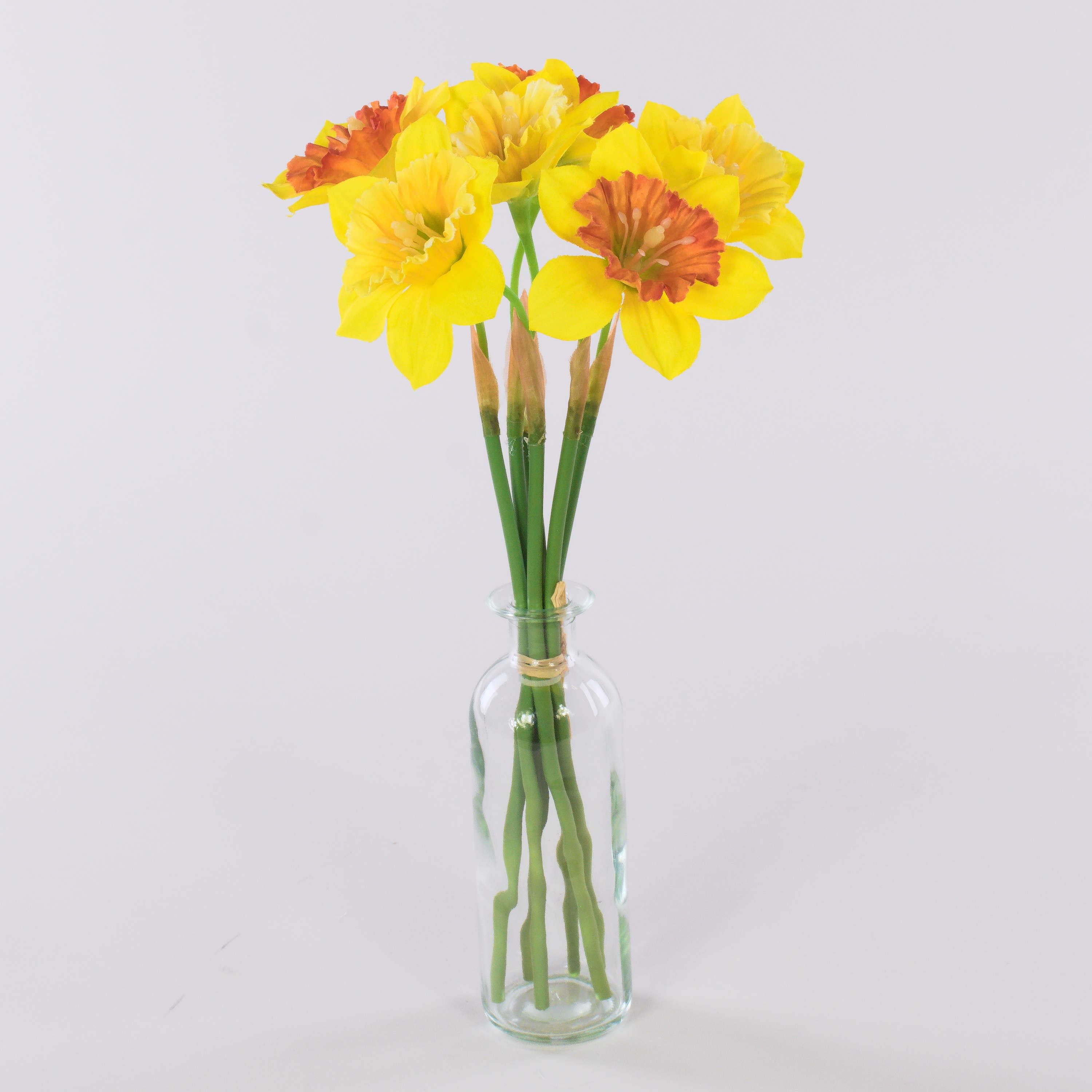 Kunstblumenstrauß Künstlicher Narzissen Strauß LELA, gelb-orange, 35cm, Ø20cm Narzisse, artplants