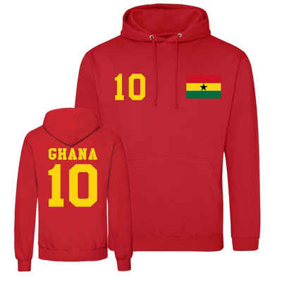 Youth Designz Kapuzenpullover Ghana Herren Hoodie Pullover im Fußball Trikot Look mit trendigem Frontprint