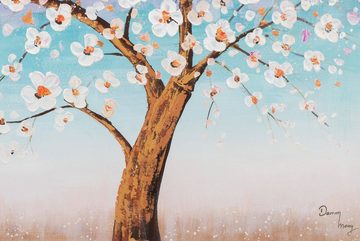 KUNSTLOFT Gemälde Frühlingsabend 120x60 cm, Leinwandbild 100% HANDGEMALT Wandbild Wohnzimmer
