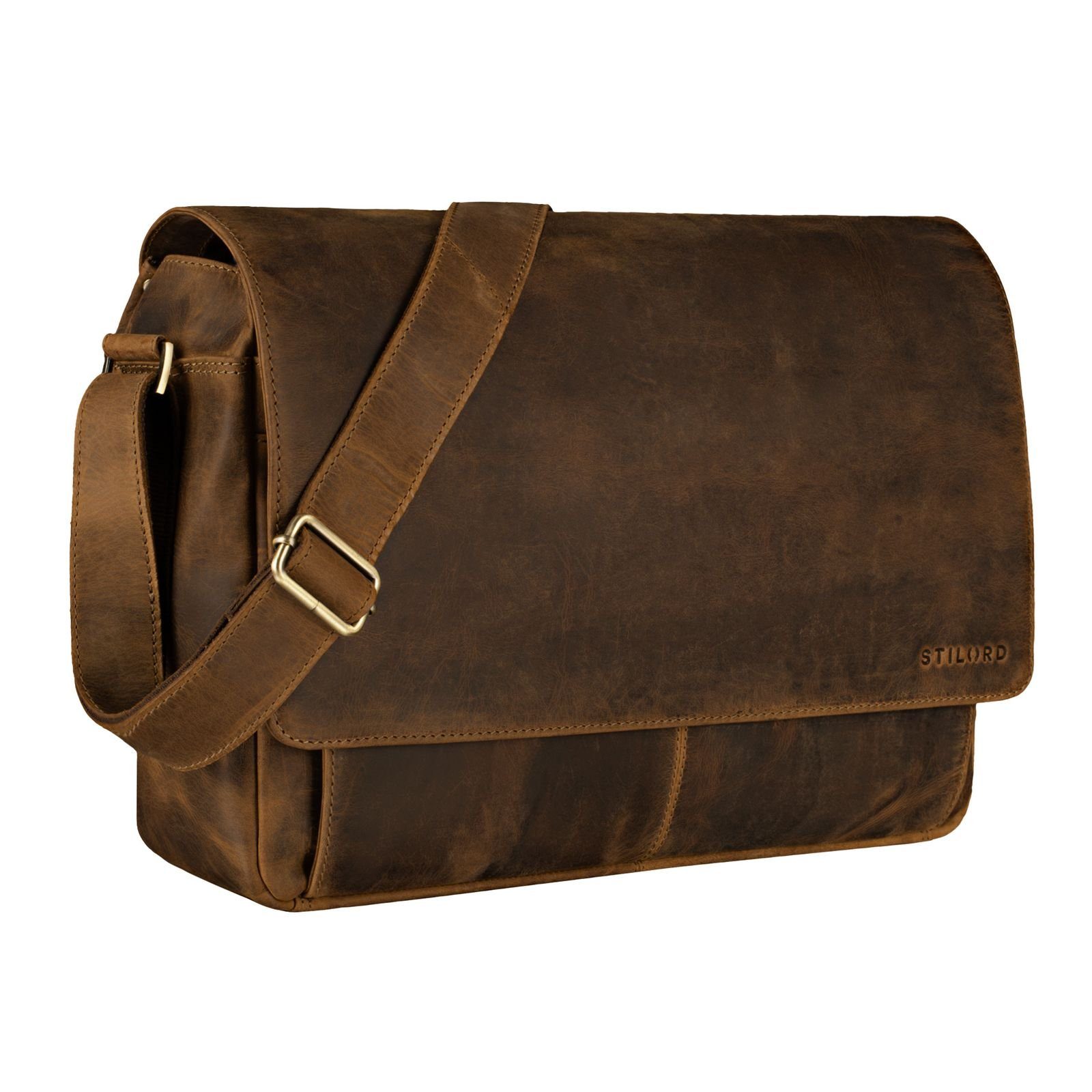 Laptoptasche "Lonzo" Vintage Umhängetasche Büffel-Leder