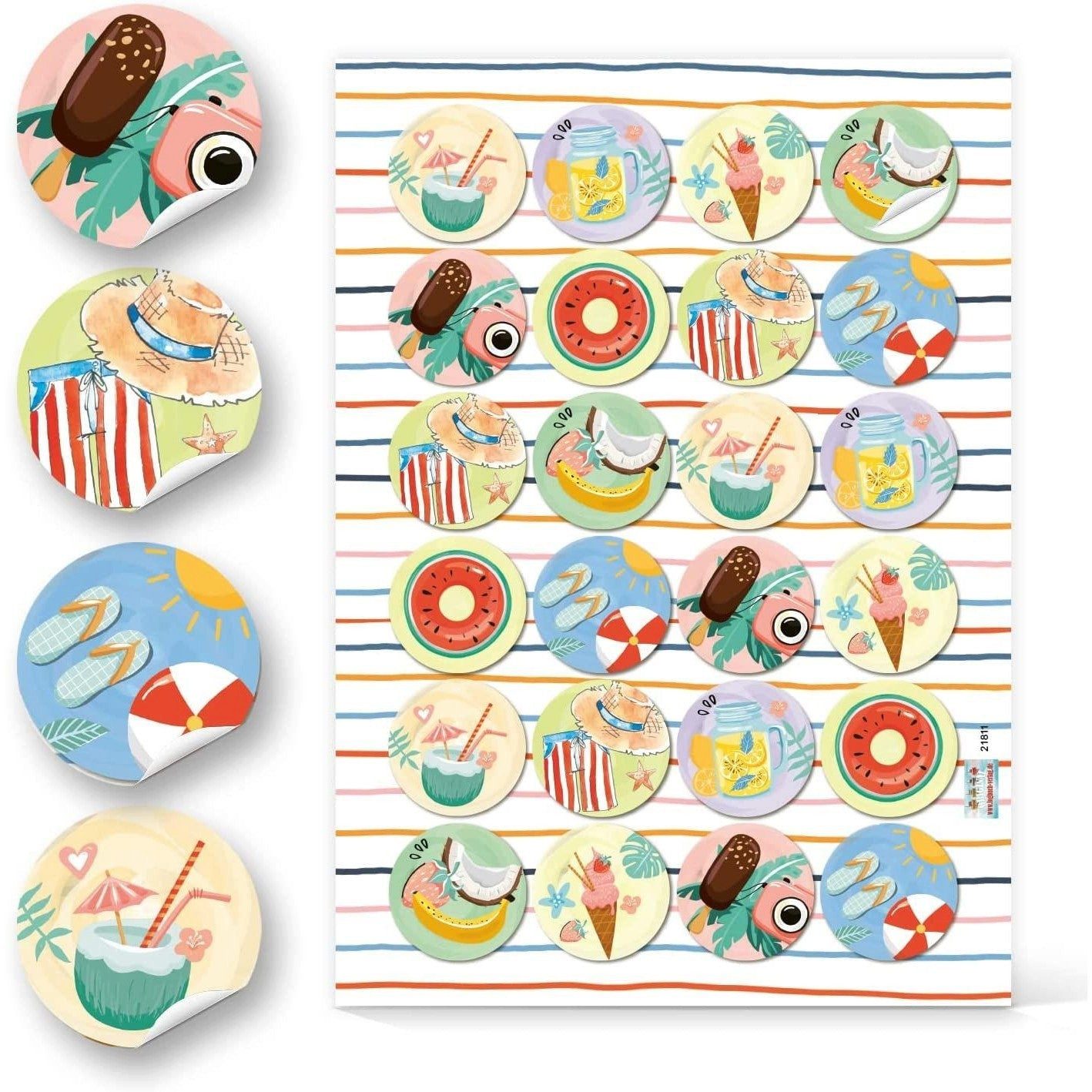 Logbuch-Verlag Aufkleber Aufkleber SET 5 x 24 bunte Sticker - Urlaub Reise maritim sommerlich
