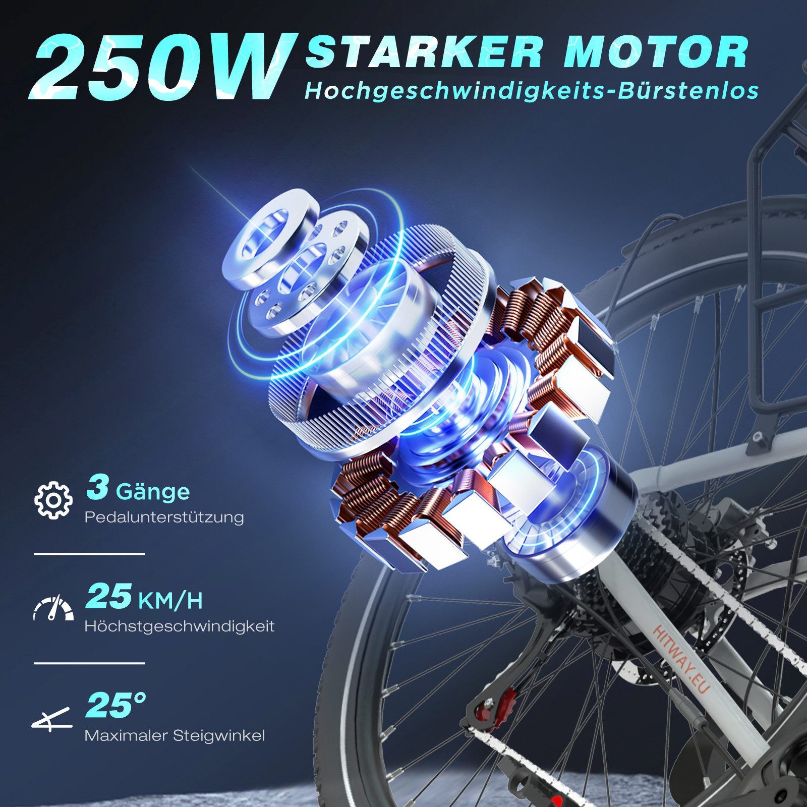 HITWAY E-Bike Trekkingrad Elektrofahrrad 27,5/28 Zoll Pedelec mit 36V13Ah bis zu 100km, 7 Gang shimano shimano Schaltwerk, Kettenschaltung, Mittelmotor, 468 Wh, Mittelmotor mit Drehmomentsensor, Hydraulikbremsen, Lockout-Federgabel
