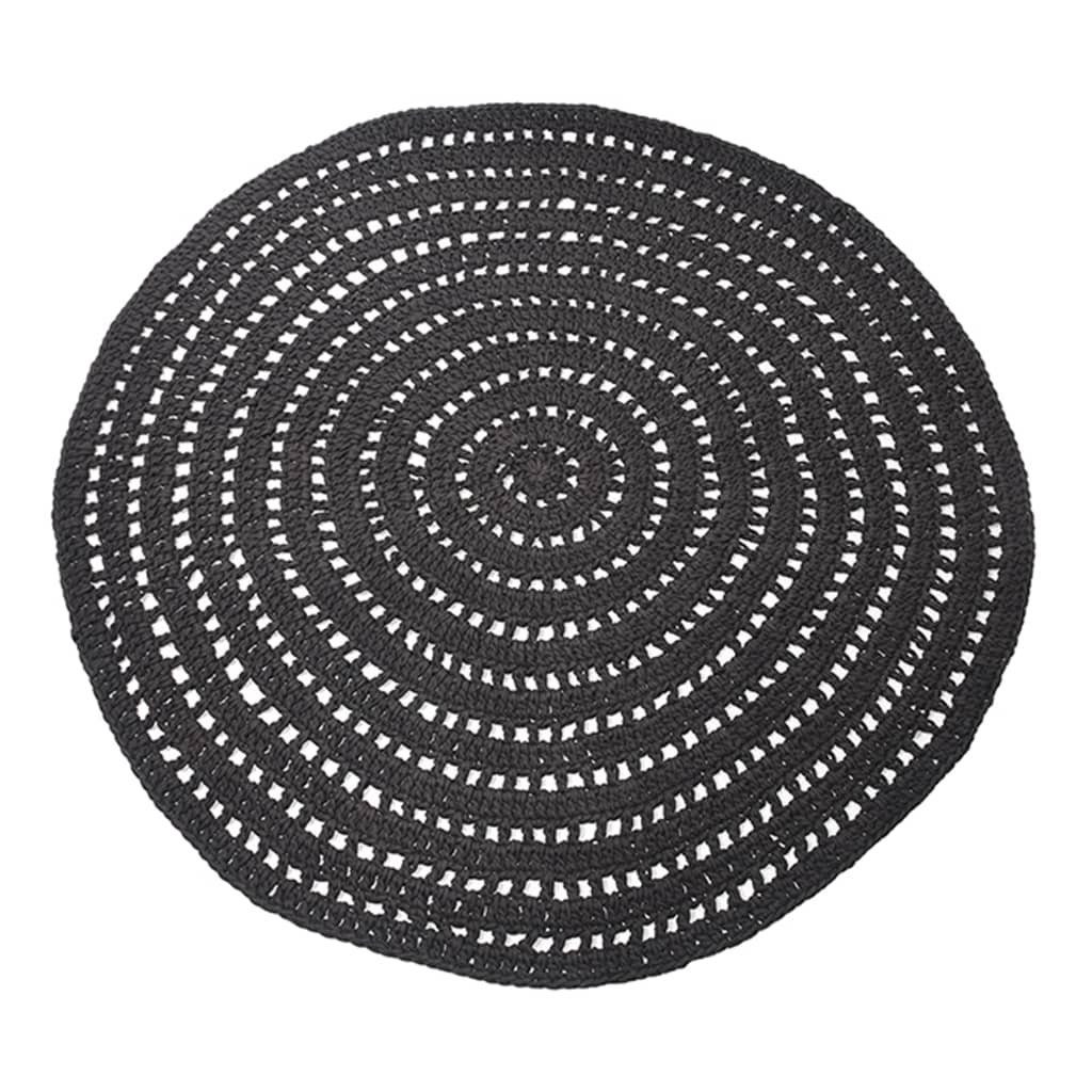 Teppich Teppich Gestrickt Baumwolle Rund 150 cm Schwarz, Label51, Runde