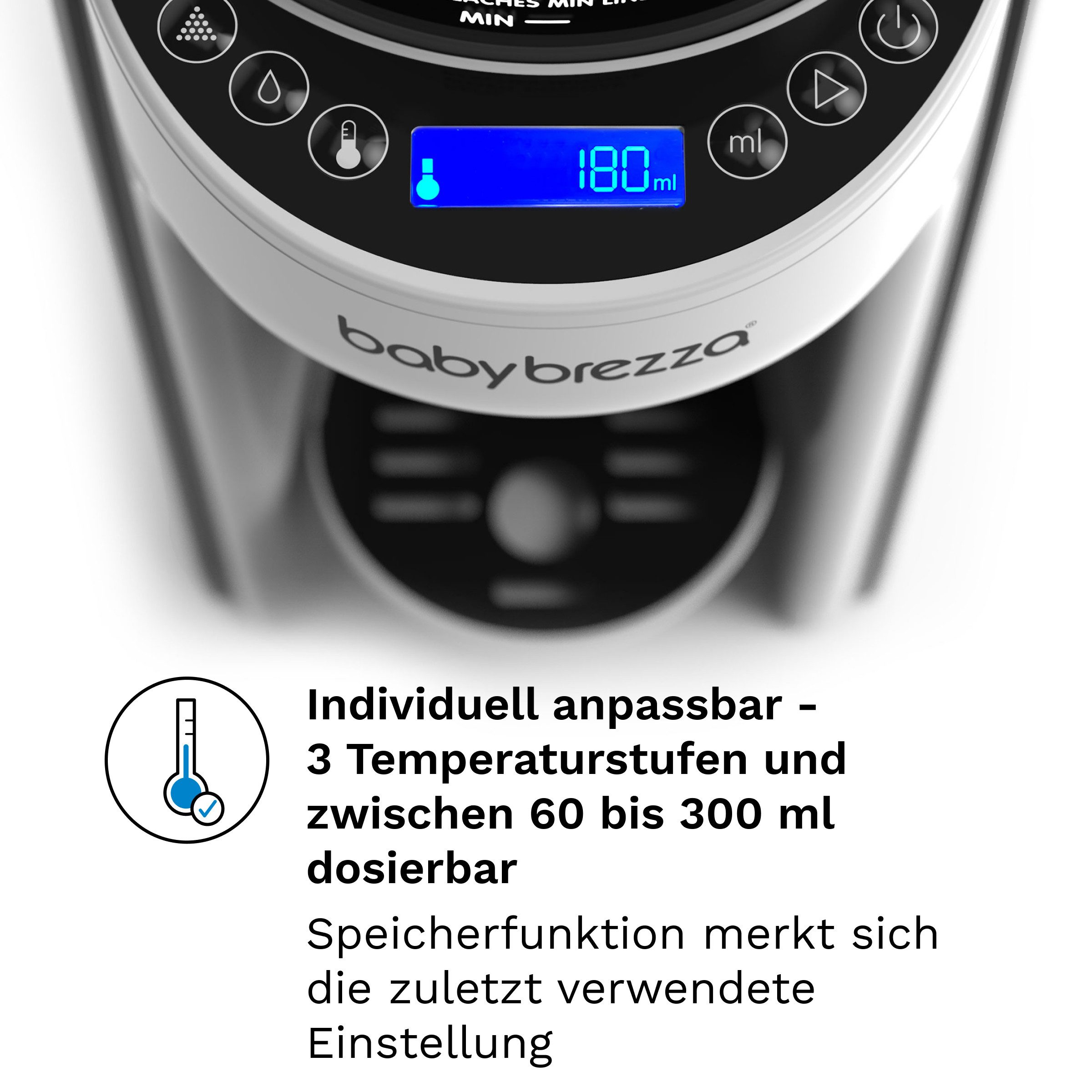 Baby Brezza Babyflaschenwärmer Automatischer Flaschenzubereiter mit Pulvermischung und Temperaturwahl, Zubereitung in Sekunden – ideal auch für nachts
