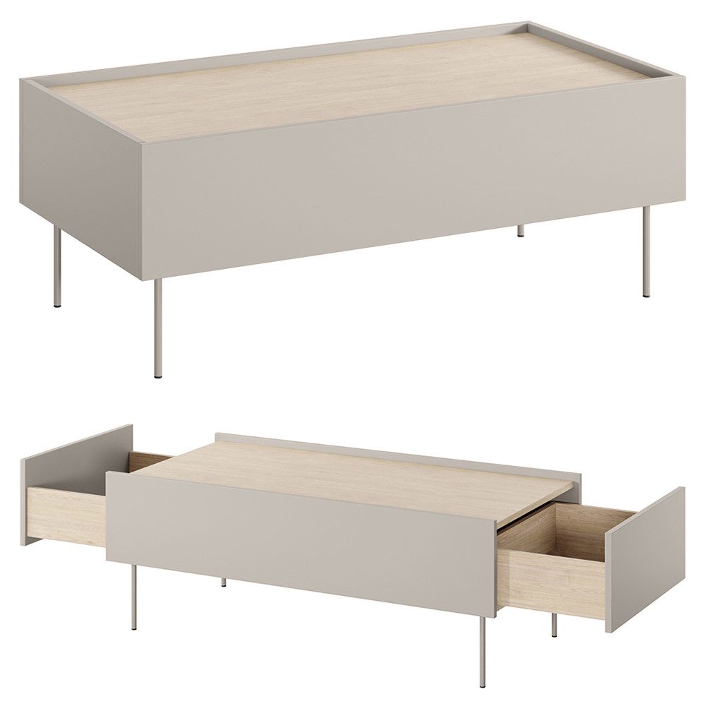 Lomadox Wohnzimmer-Set DELFT-141, (Mega-Spar-Set, 3-St., Couchtisch Lowboard Sideboard), in keramikrot und kaschmir mit Eiche, modern, grifflos