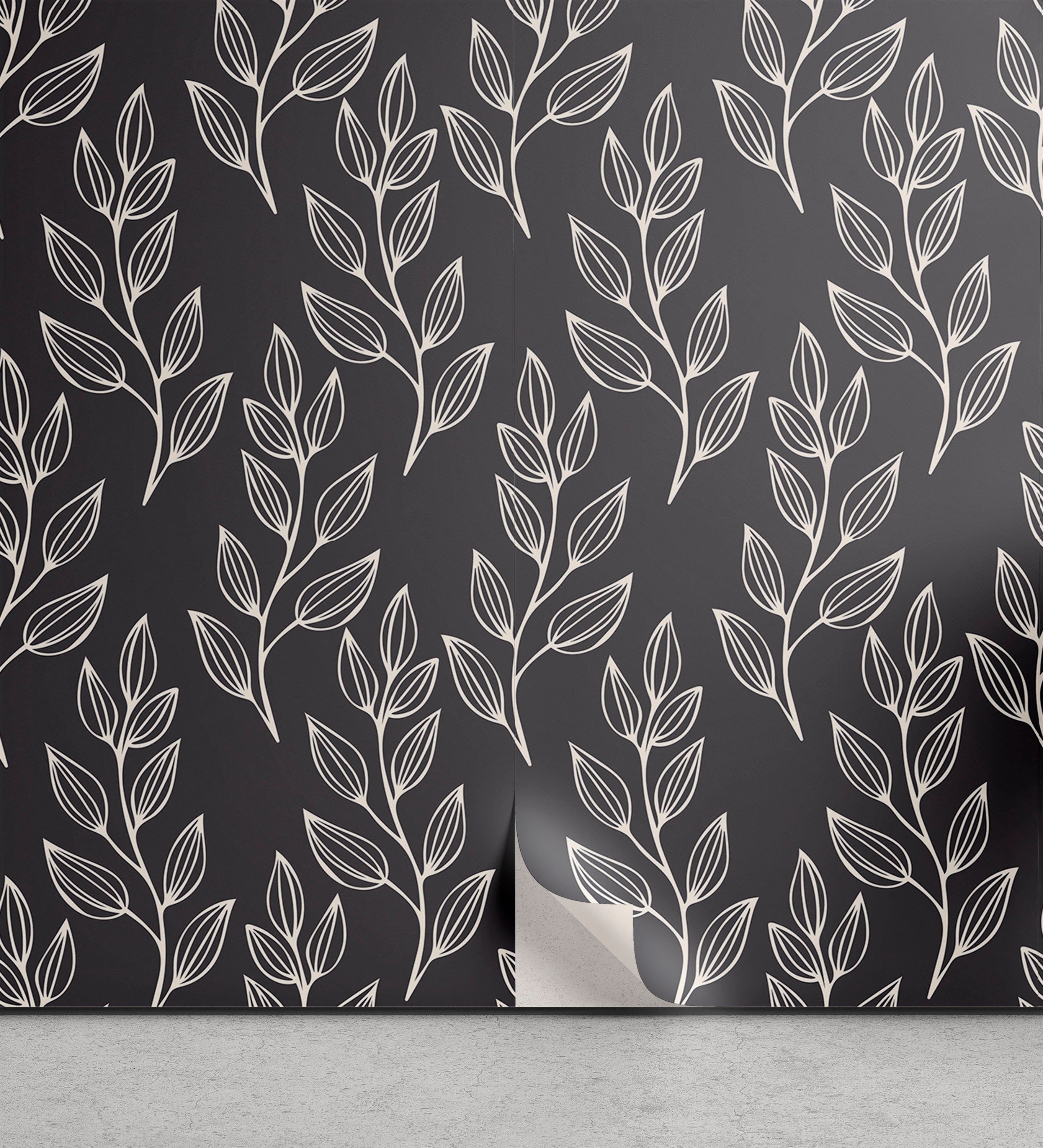 Abakuhaus Vinyltapete selbstklebendes Wohnzimmer Küchenakzent, Blätter Klassiker belaubte Zweige