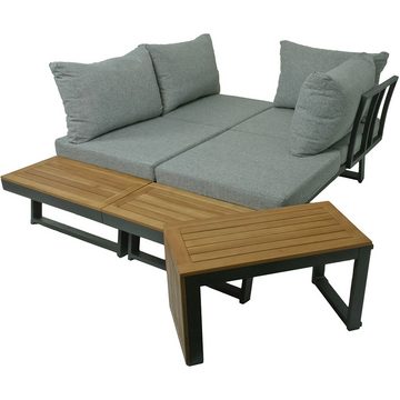 Lomadox Garten-Essgruppe HGA-120, Gartenmöbel Lounge Sitzecke FARO-120 aus Akazie, 3-tlg 175/70/70 cm