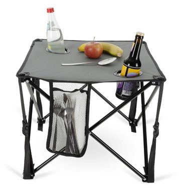 Stagecaptain Campingtisch CS-4547 GY Campingtisch-Set (Set, 3-St., mit 2 faltbaren Campingstühlen, Tragetasche inklusive), Klapptisch mit Getränkehalter und Seitentasche