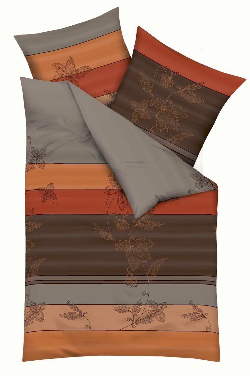 Bettwäsche »JACK by Kaeppel Biber Bettwäsche 2tlg. Delicate Kupfer Braun Flowers«, JACK, 135x200