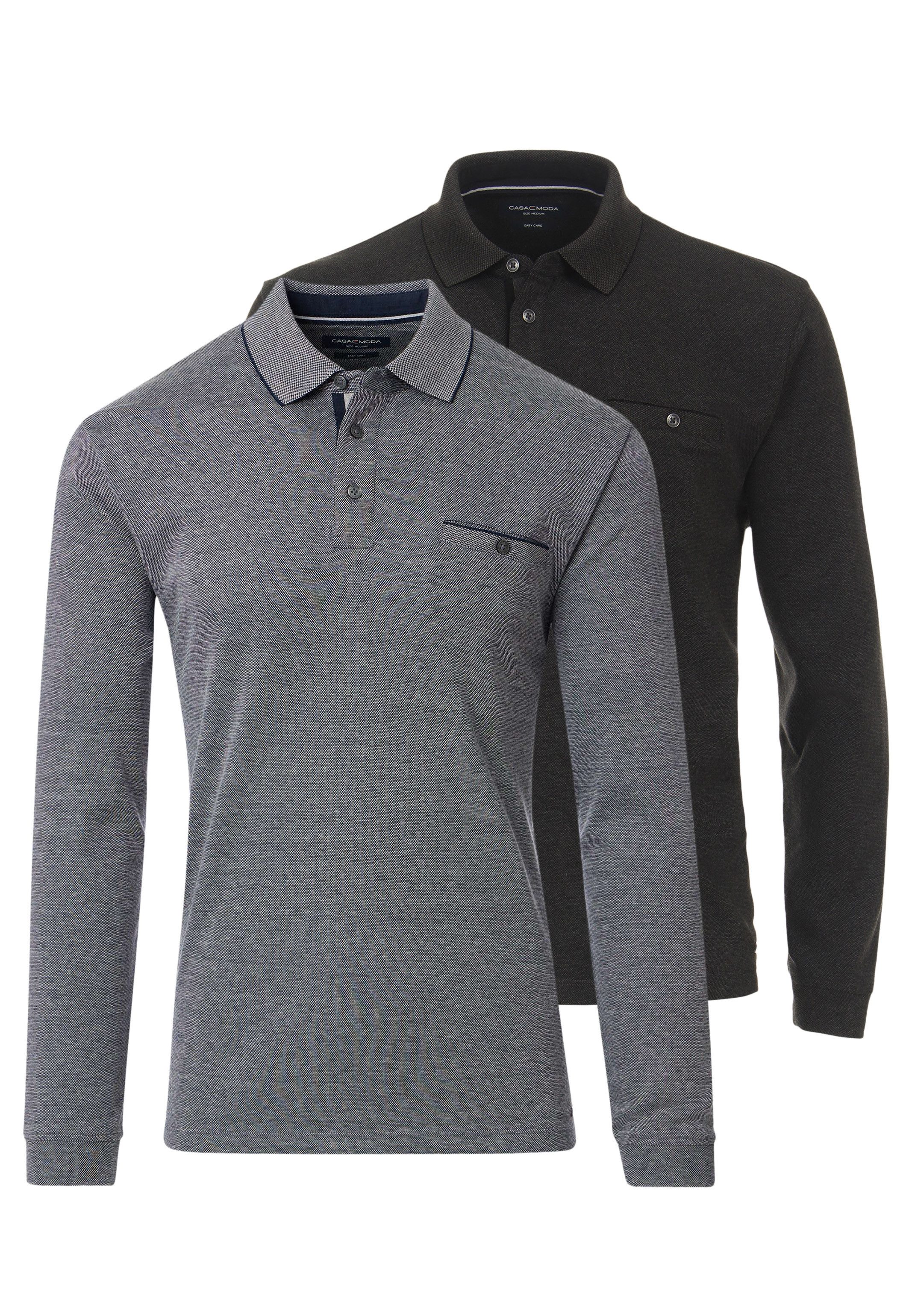 CASAMODA Langarm-Poloshirt 2er Pack Basic (Spar-Set, günstig online kaufen