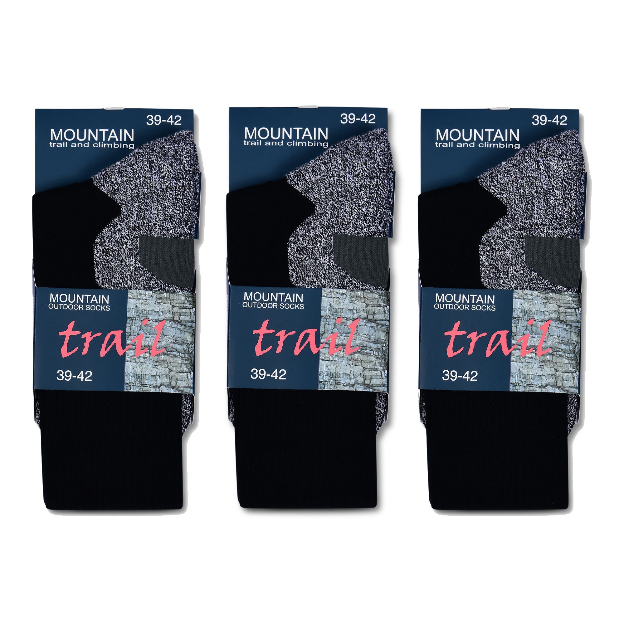 Grau) sockenkauf24 - Herren Sportsocken Wandersocken 3 (39-42, Funktionssocken Stoßabfedernd & Paar 16101 Laufsocken Damen WP