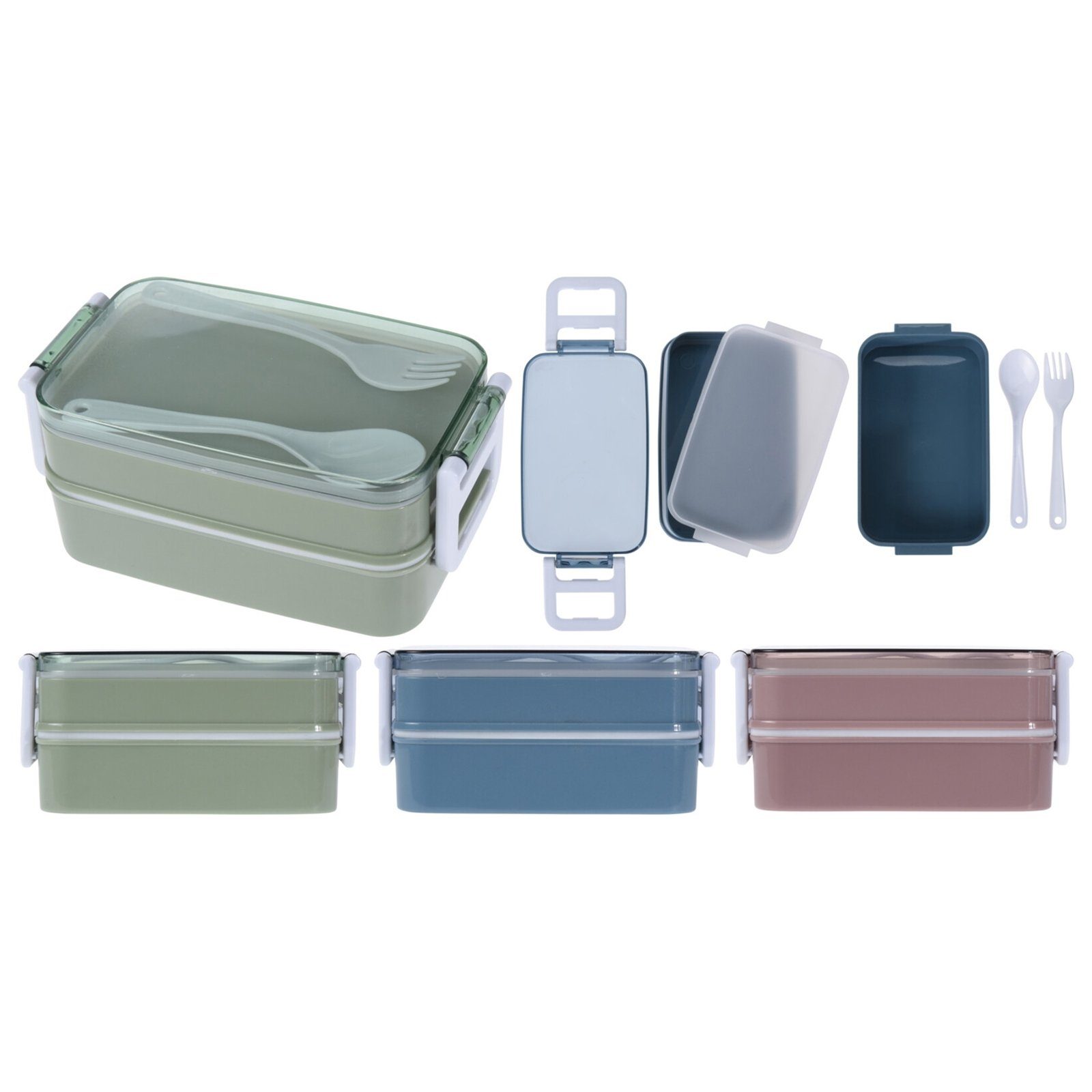 Kunststoff Neuetischkultur Besteck Kunststoff, Lunchbox Blau mit Lunchbox