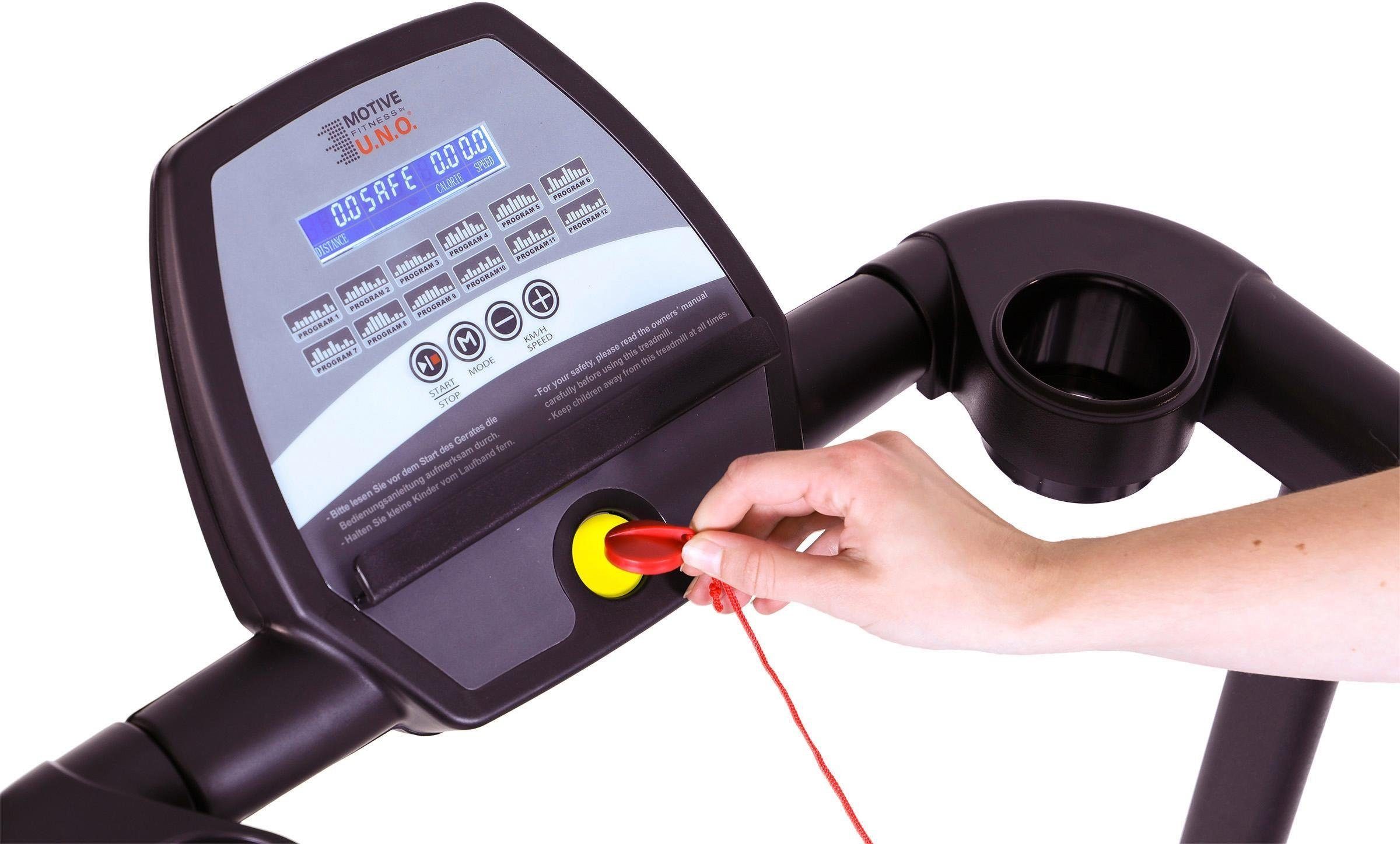 MOTIVE FITNESS by U.N.O. Laufband Fit-Start Basic (platzsparend zusammenklappbar), bis max. 8 km/h, klappbar, 100 kg max. Benutzergewicht