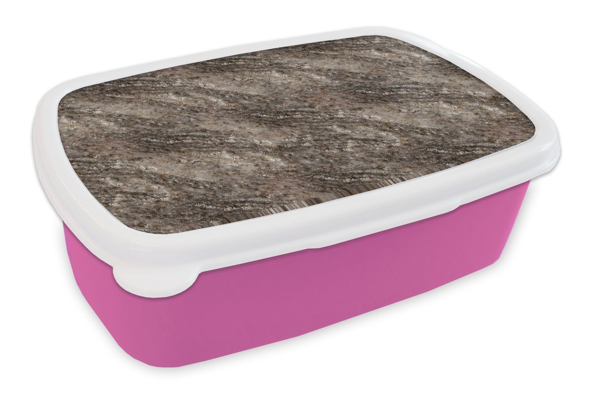 Brotdose Muster, Brotbox Erwachsene, Mädchen, Kunststoff Kunststoff, MuchoWow - - (2-tlg), Granit rosa für Stein Lunchbox Kinder, Snackbox,