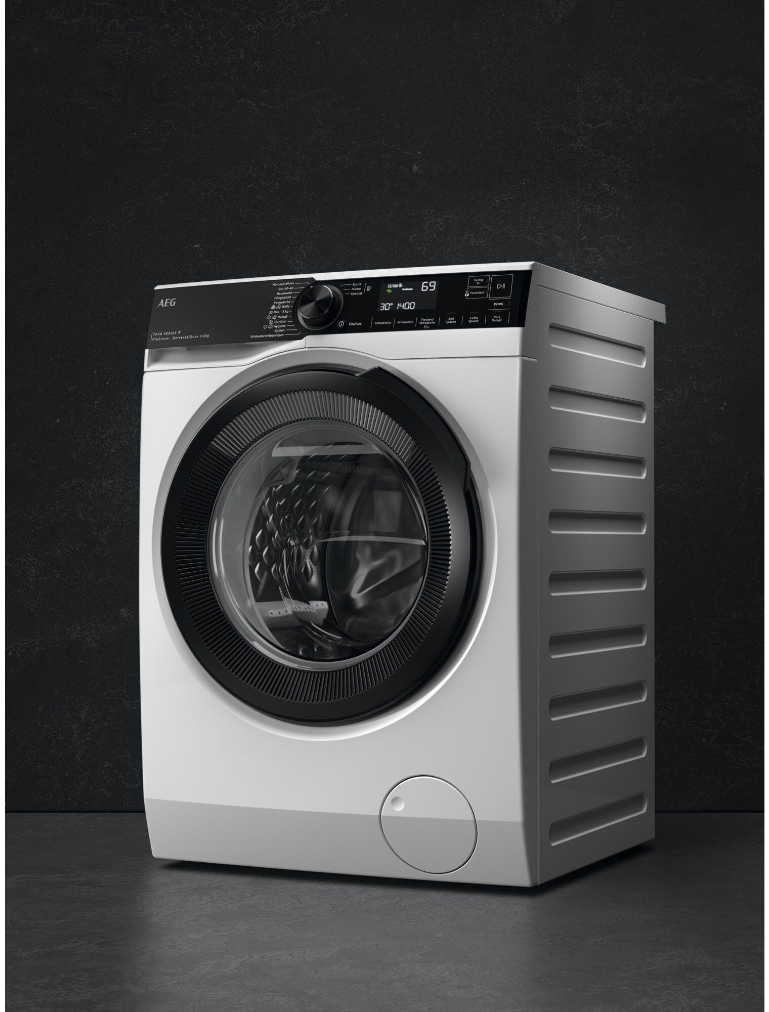 & für Waschmaschine Wasserverbrauch % LR7E75400, 10 weniger 96 kg, 1400 AEG ProSteam - U/min, Wifi Dampf-Programm