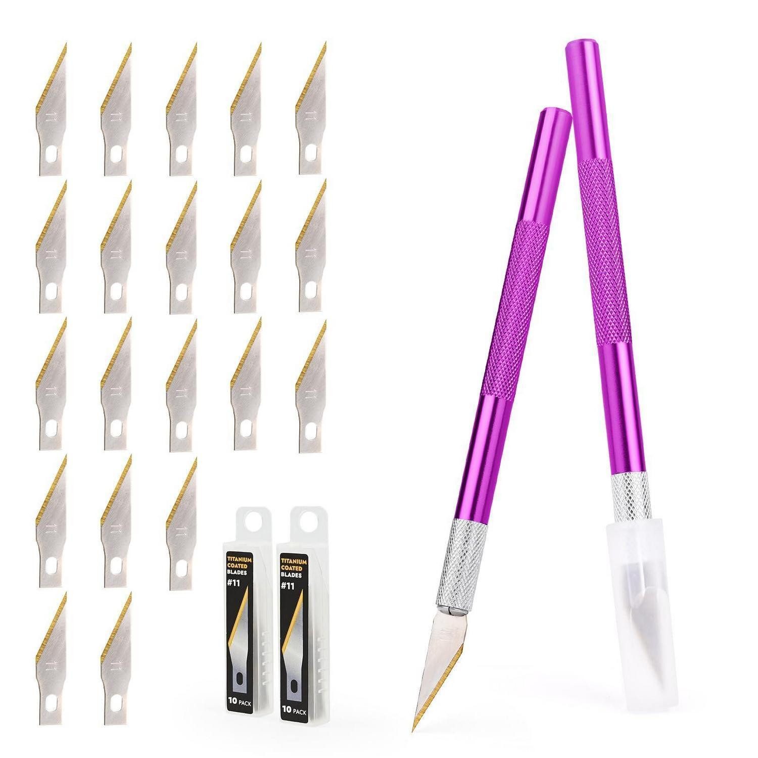 LuxusKollektion Cuttermesser Bastelmesser-Set 20 Klingen Titan Violett