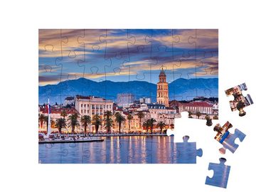 puzzleYOU Puzzle Split bei Nacht, Kroatien, 48 Puzzleteile, puzzleYOU-Kollektionen Kroatien, Mittelmeer
