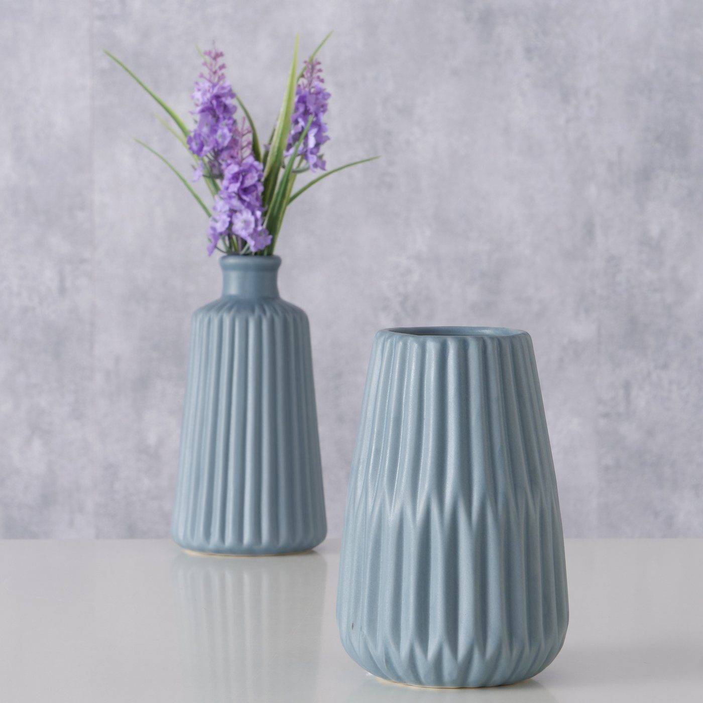 Tischvase Boltze, Vase Esko blau 2er-Set