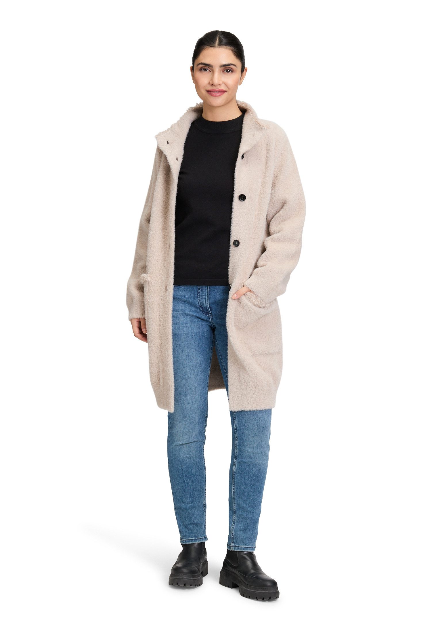 Amber & June Strickjacke Damen mit aufgesetzter Brusttasche (1-tlg)