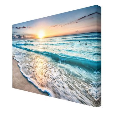 Bilderdepot24 Leinwandbild Strand Natur Modern Sonnenuntergang blau Bild auf Leinwand Groß XXL, Bild auf Leinwand; Leinwanddruck in vielen Größen