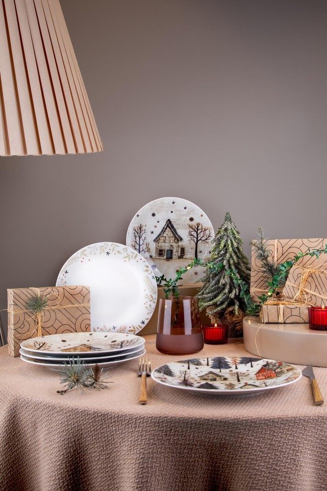 Kütahya Porselen Dessertteller Nostalgia 6-tlg. Kuchenteller Set 21 cm Weihnachten