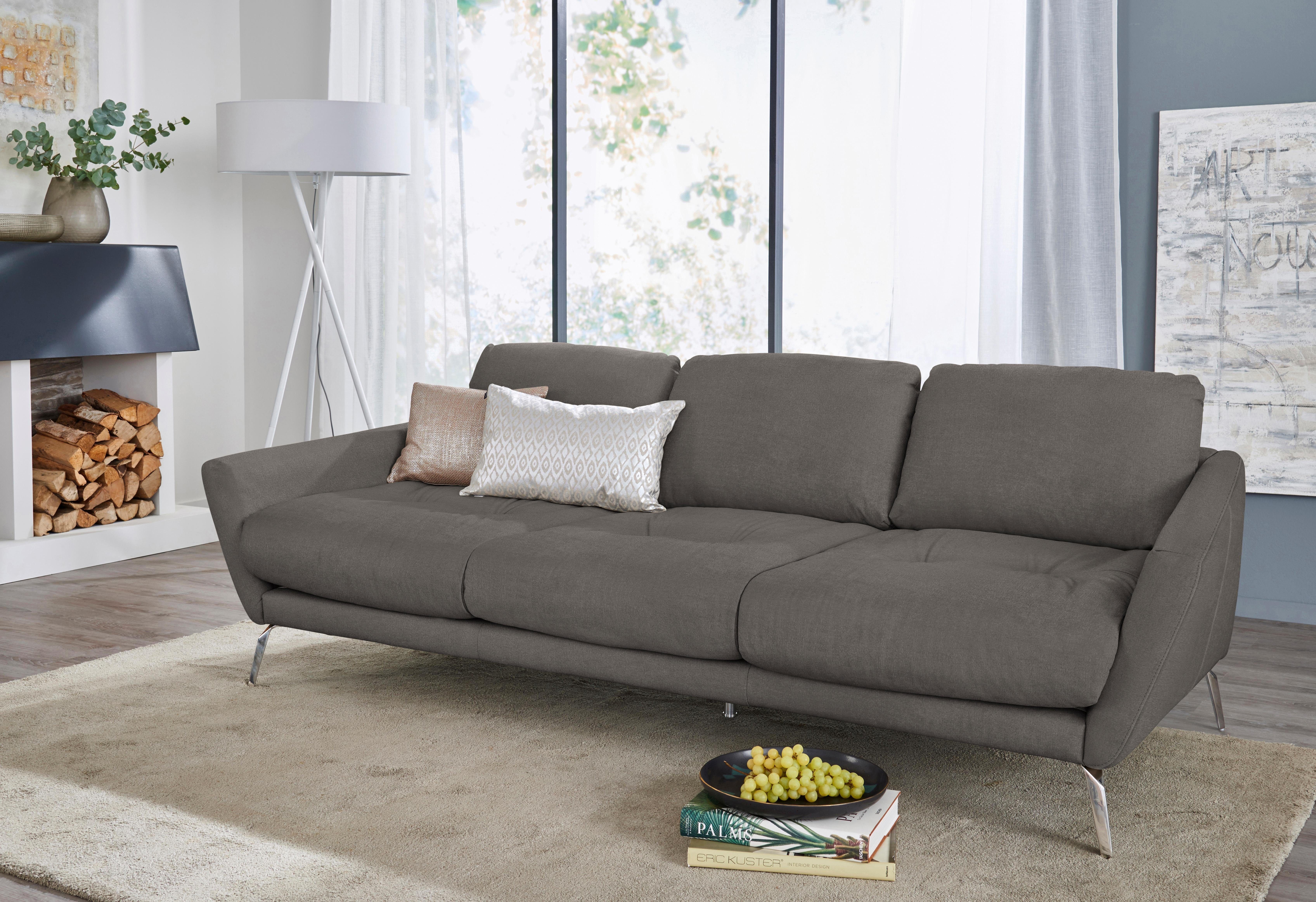 softy, dekorativer Chrom Füße Heftung Big-Sofa W.SCHILLIG Sitz, im glänzend mit