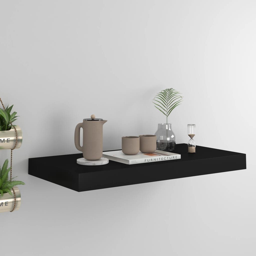 vidaXL Wandregal aus MDF (Honeycomb) mit Metallhalter in Schwarz, LxBxH: 50x23x3,8 cm