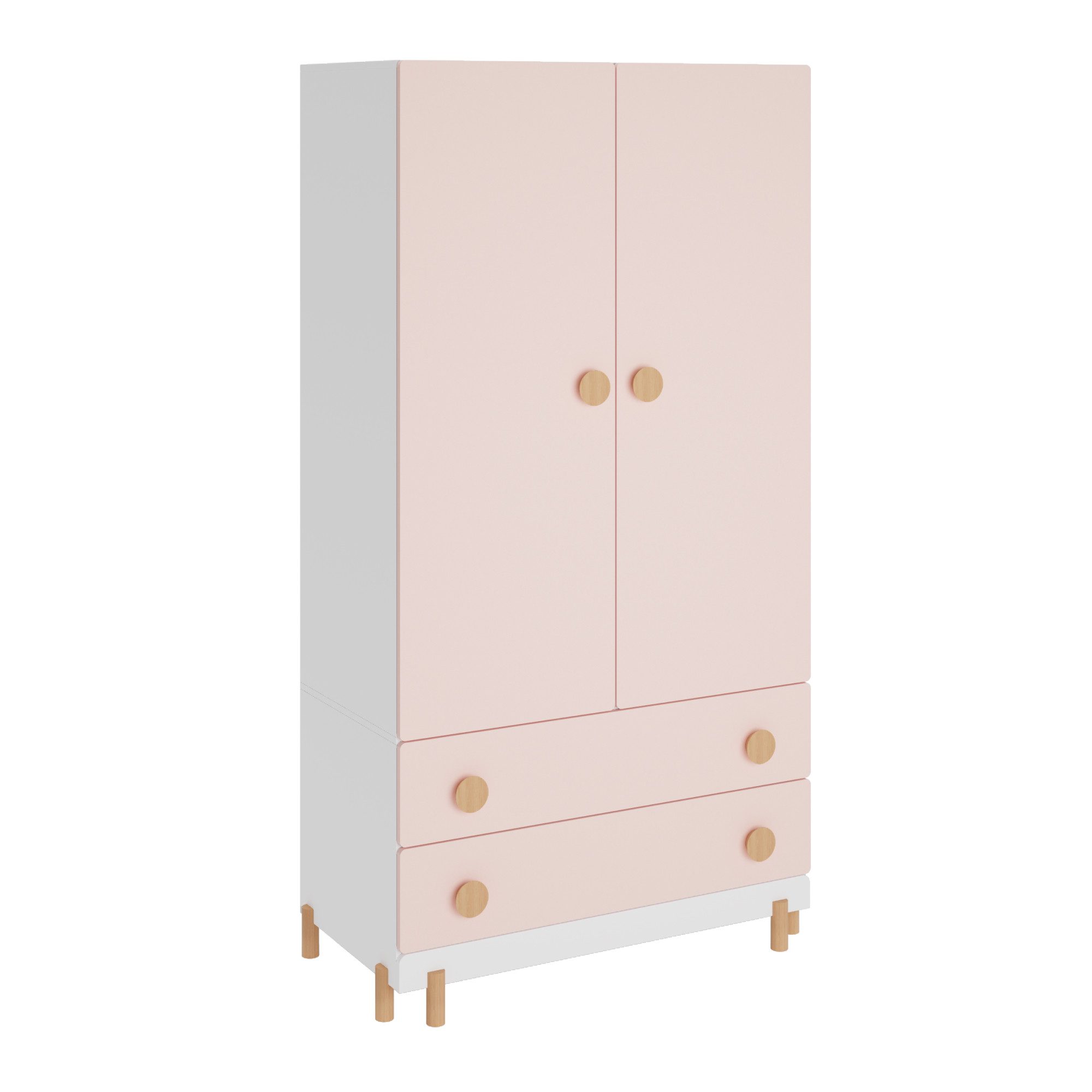 en.casa Kinderkleiderschrank »Vaarentaa« mit 2 Schubladen 156x80x41 cm Weiß/Cotton Candy