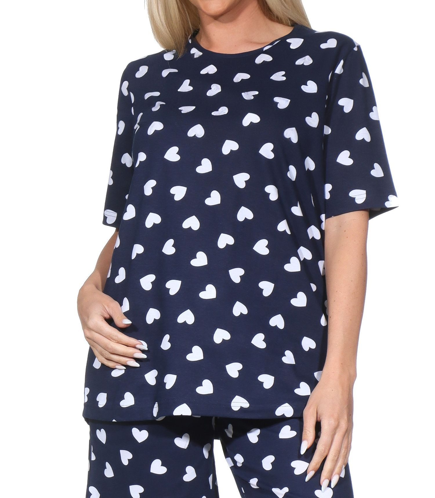Normann Relaxanzug Damen kurzarm Schlafanzug Oberteil Pyjama Top Mix & Match