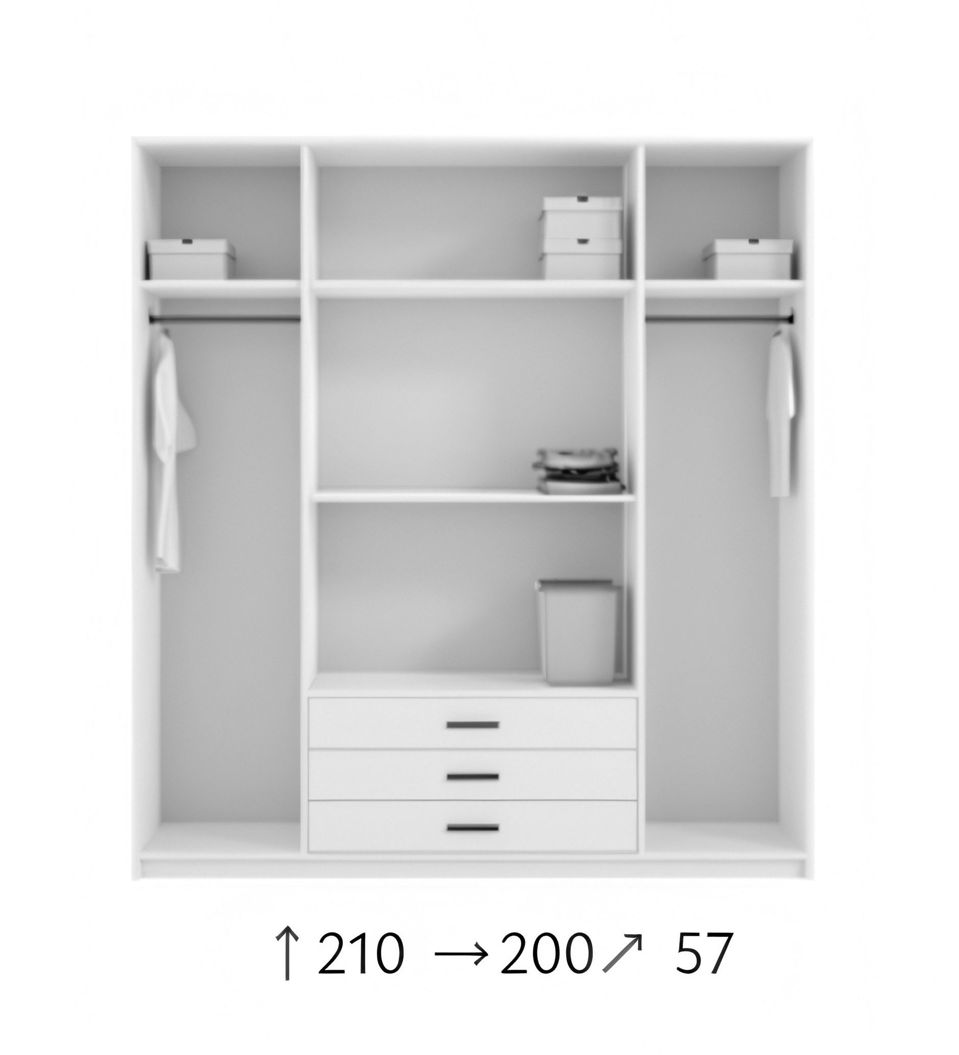 MOEBLO Drehtürenschrank SMEECH (Kleiderschrank, Schrank mit Spiegel, Hochwertige Verarbeitung, Garderobe mit Einlegeböden und Kleiderstang) - (BxHxT): 150/200x210x57 cm