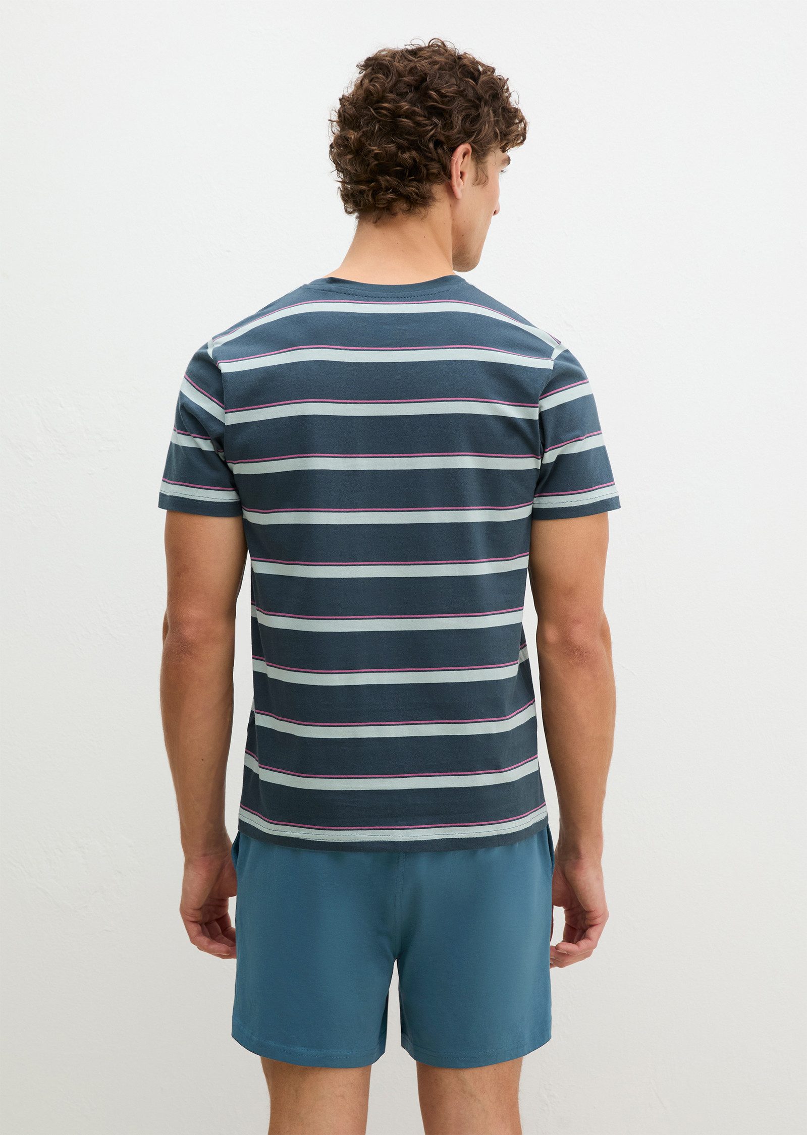 Marc O'Polo Shorty Mix N Match Cotton (2 tlg) mit Rundhalsausschnitt, kurzem Arm und gestreiftem Oberteil