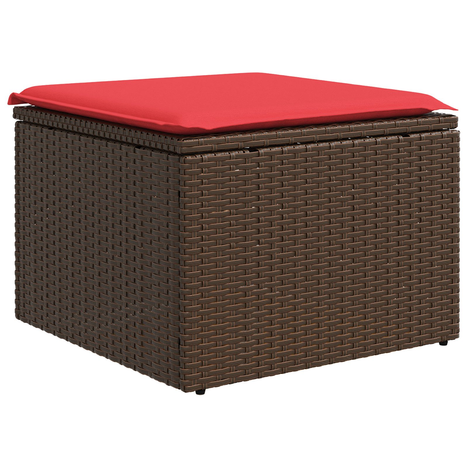 vidaXL Hocker Gartenhocker mit Kissen Braun 55x55x37 cm Poly Rattan (1 St)